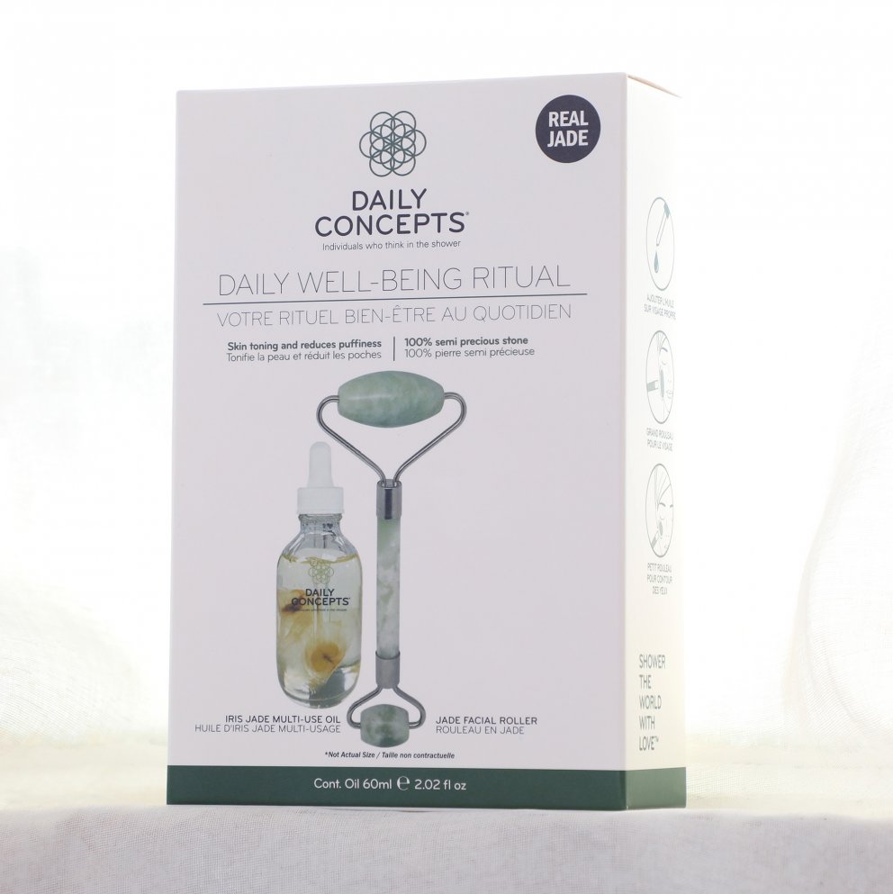 Gjafasett sem inniheldur Irish Jade Multi Use-olíu og Jade-andlitsrúllu. Lyfja, 3.998 kr.