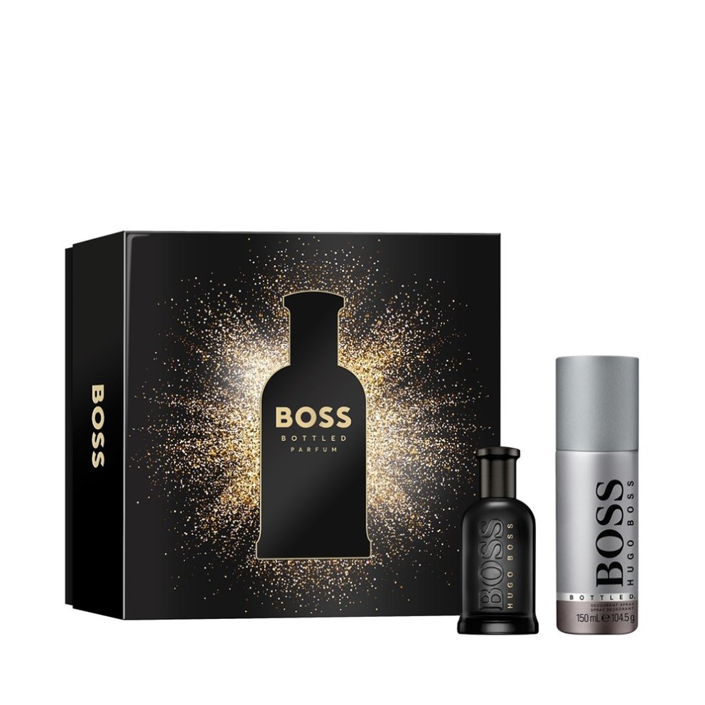 Boss er ein skotheldasta rakspíralyktin sem þú finnur! Boss Bottled Parfum-rakspíri og svitalyktareyðissprey, Lyfja, 12.798 kr.