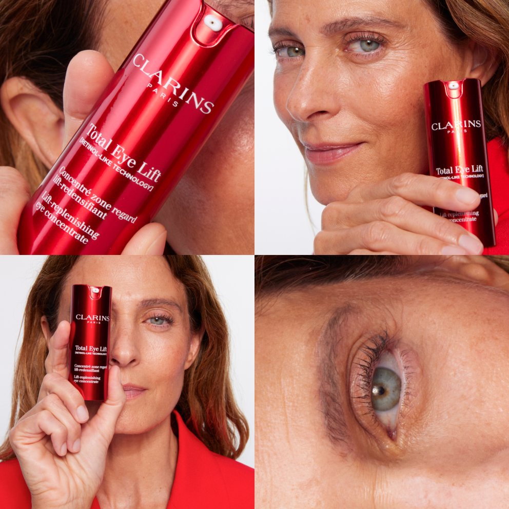 Hvað ef þú hefðir máttinn til að umbreyta augnsvæði þínu á aðeins nokkrum sekúndum? Það er það sem Total Eye Lift og 30 sekúndna* lyftingaráhrif þess lofa. Þetta er tæknilegt afrek með tvöfaldri nýjung í vísindum og formúlu. Kraftmikið harungana-þykkni sem er jafn áhrifaríkt og retínól og milt fyrir augnsvæðið. Þetta einkaleyfisvarða, virka innihaldsefni er þróað af Clarins Laboratories og eykur
kollagenframleiðslu 12x. Hagkaup, 12.579 kr.