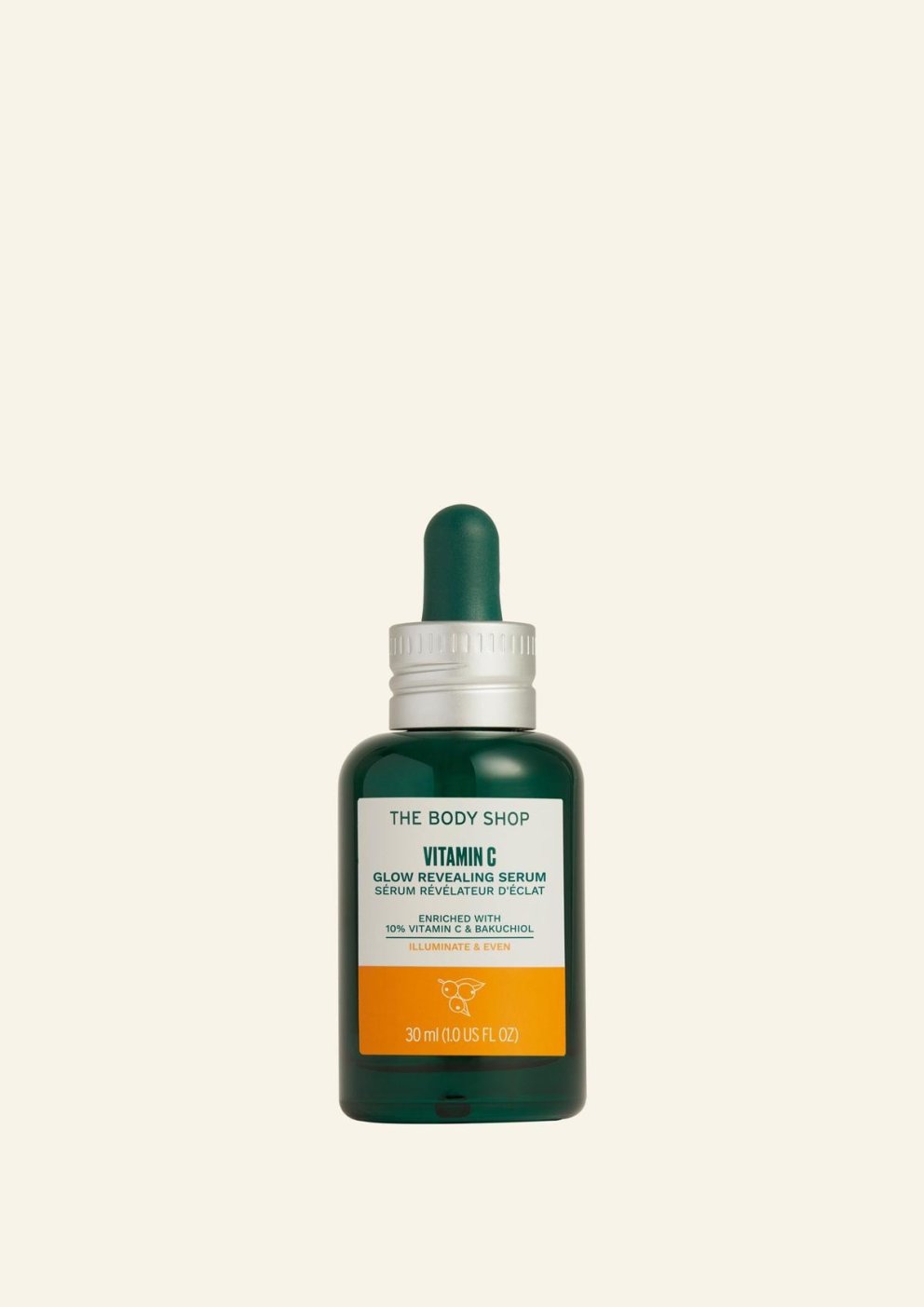 Það þurfa allir C-vítamín inn í húðrútínuna sína en Vitamin C Glow-Revealing serumið jafnar húðlit og gefur þreytulegri og líflausri húð frísklegra yfirbragð og hefur slegið í gegn hjá snyrtivöruunnendum. Serumið inniheldur náttúrlegt C-vítamín í ríkulegu magni, eða um 10% og inniheldur þar að auki bakuchiol sem er náttúrlegt efni sem hefur sömu eiginleika og retinol, eykur teygjanleika og stuðlar að aukinni kollagenframleiðslu húðarinnar. The Body Shop, 4.392 kr.
