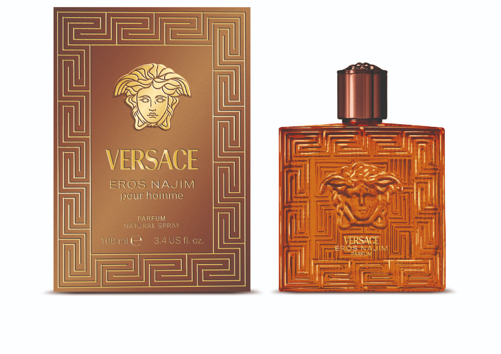 Najim Parfum er nýr ilmur frá Versace en najim, sem þýðir stjarna á arabísku, er ímynd Versace Eros Najim. „Þetta er geislandi og kraftmikill ilmur sem vekur upp hið hlýja og gullna ljós eyðimarka Mið-Austurlanda við sólsetur,“ segir í lýsingu um ilminn. Hagkaup, 12.901 kr.