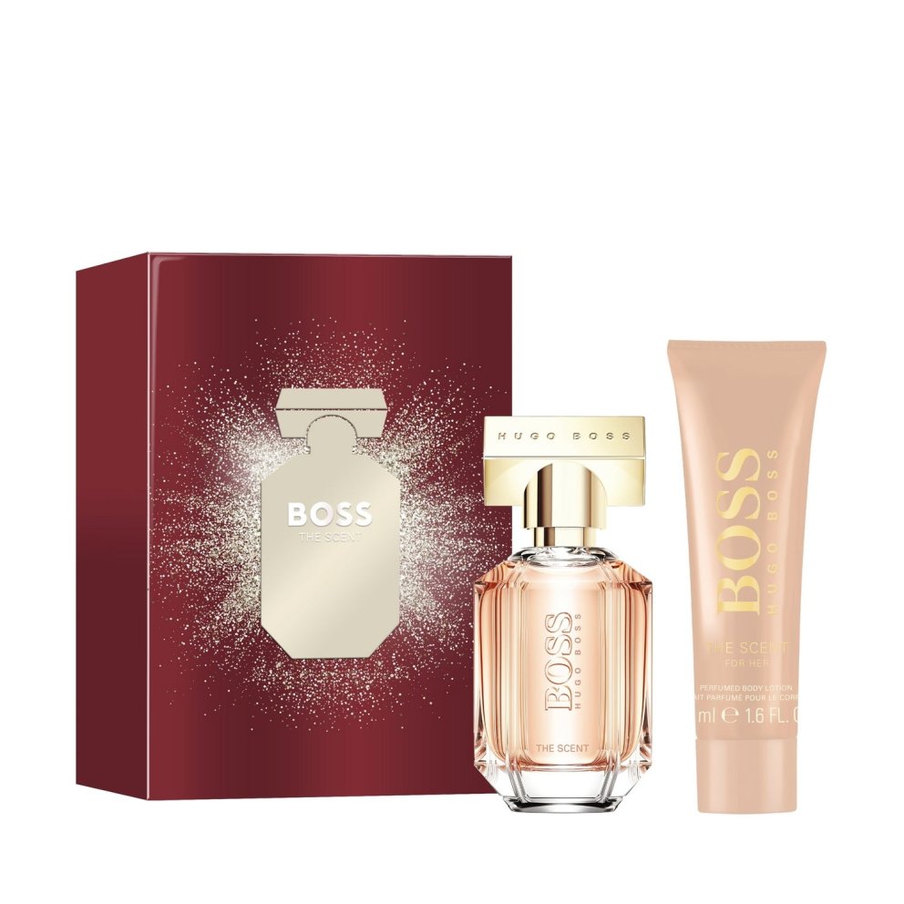 The Scent frá Boss, ilmur og body lotion í hátíðarlegu gjafasetti. Lyfja, 9.598 kr.