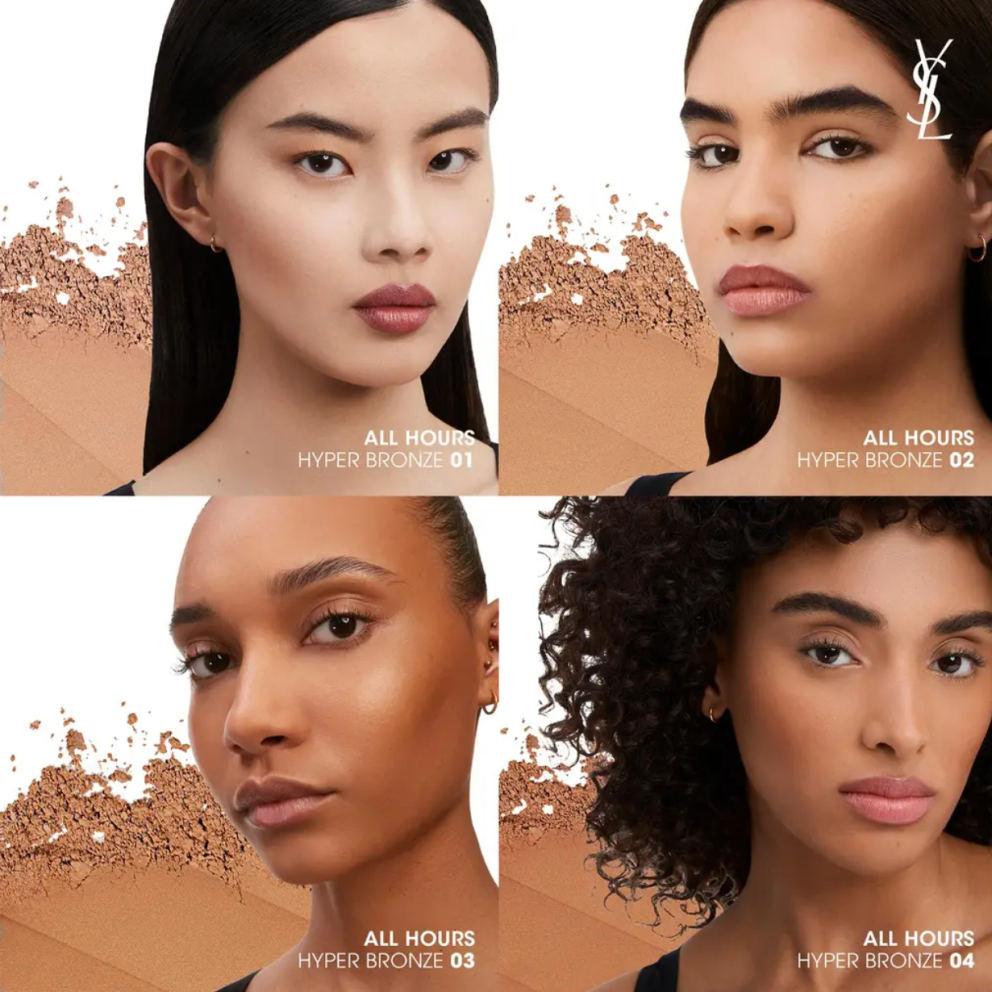Hér má sjá litatónana í All Hours Hyper Bronze-sólarpúðrinu frá YSL.