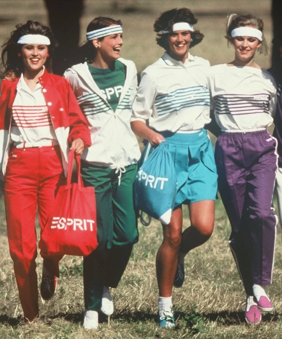 Sportleg og litrík tíska níunda áratugsins naut sín vel í herferðum Esprit.