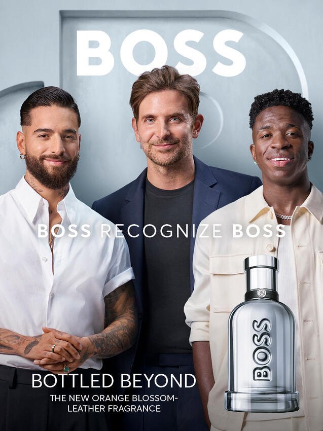 Andlit karlailmsins eru þrír ólíkir karakterar: Bradley Cooper, Maluma og Vinícius Júnior, sem koma úr heimi kvikmynda, tónlistar og íþrótta.
Þeir eru hluti af BOSS Recognize BOSS-herferðinni, sem snýst um að ná eigin markmiðum en kunna jafnframt að sjá og meta það sem aðrir hafa fram að færa.
