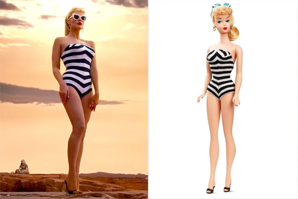 Í upphafsatriði myndarinnar sést Margot Robbie  í sundbol sem hannaður var eftir þeim sem fyrsta Barbie-dúkkan klæddist árið 1959.