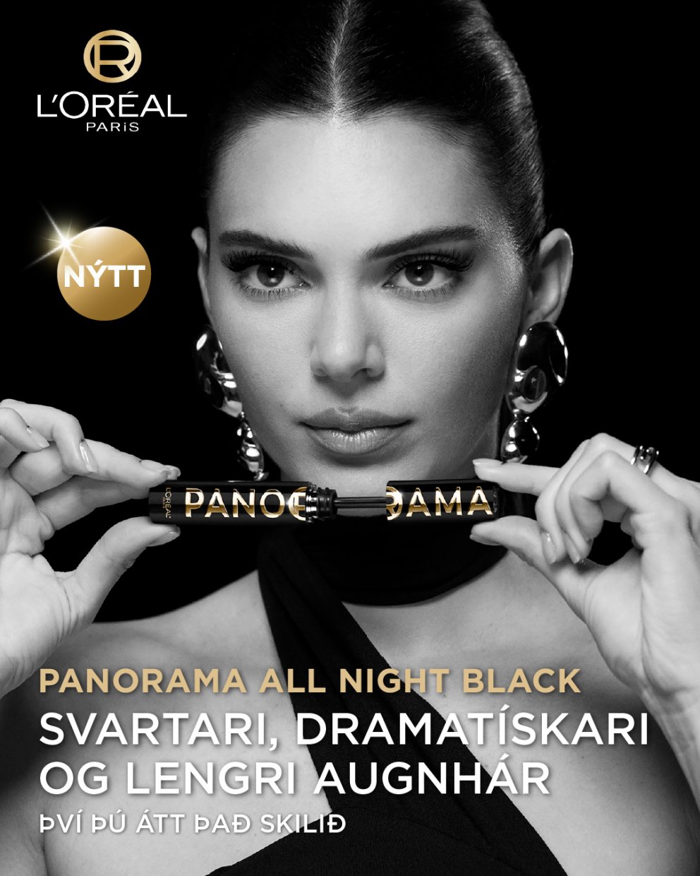 L'Oréal Paris Volume Million Lashes Panorama All Night Black-maskarinn er nýjasta viðbótin í vinsælu Panorama-línunni sem gefur augnhárunum dramatískt útlit sem endist allan daginn og nóttina. Hagkaup, 3.224 kr.