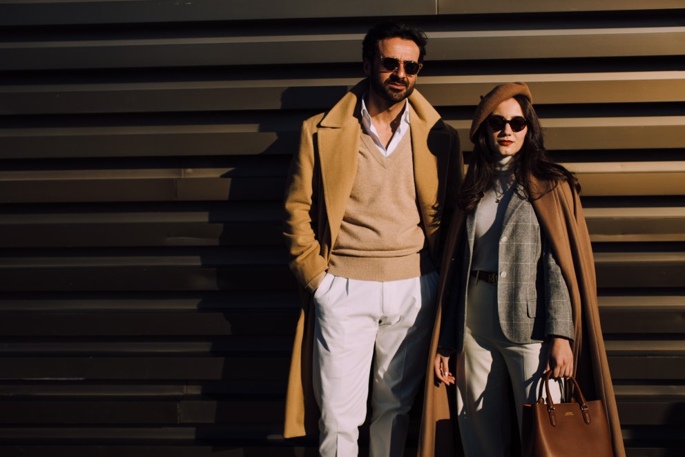 Sjúklega chic par á karlatískuviku.