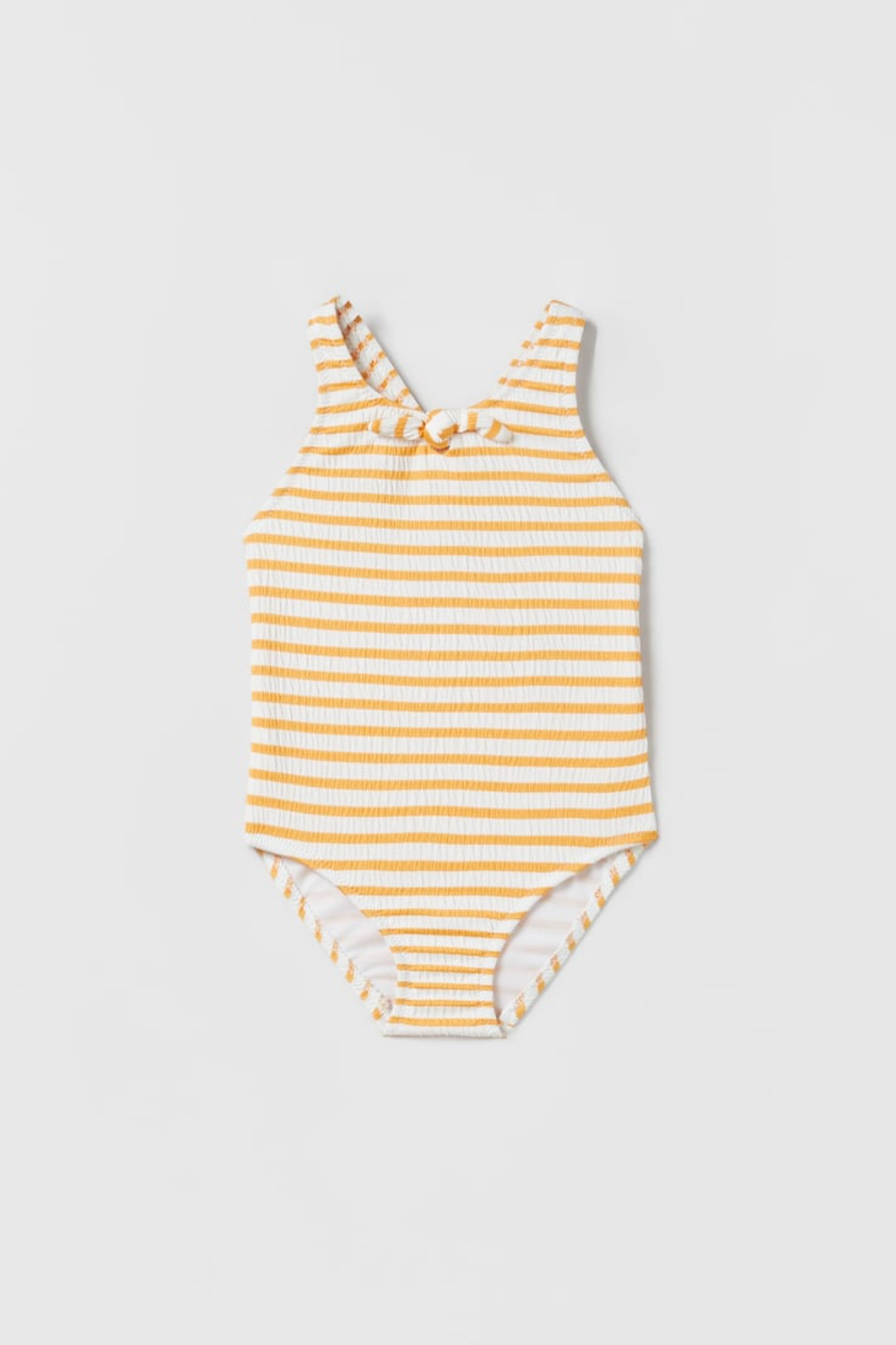 Gulur og hvítur röndóttur sundbolur. Zara, 2.995 kr.