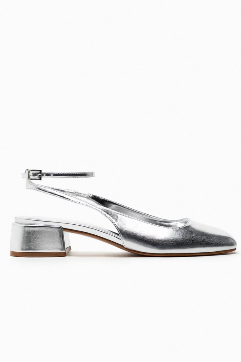 Silfur hælaskór, Zara, 7.495 kr.