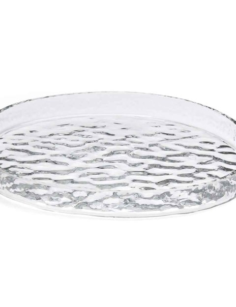 Glær hamraður diskur með smá kanti. Epal - 16.500 kr.