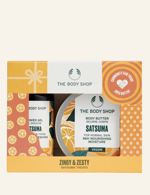 Gjafakubbur með sturtugeli og Body Butter úr Satsuma línunni frá The Body Shop - 2.190 kr. 